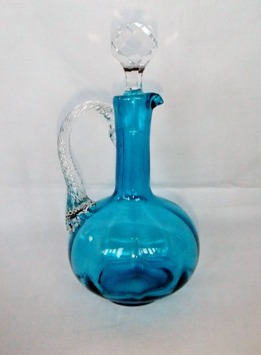 Carafe George Sand verre soufflé ancienne bleu art nouveau