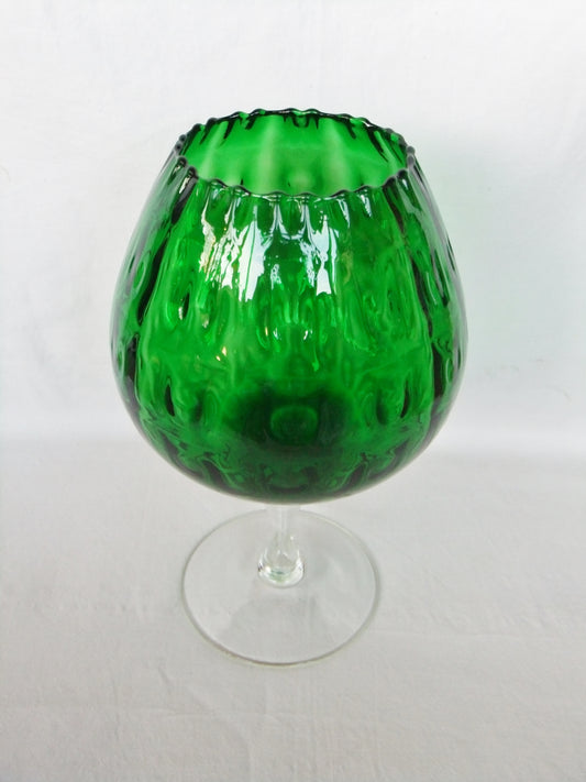 Vase Calice verre d'Empoli vert centre de table sur pied 38 cm coupe collection